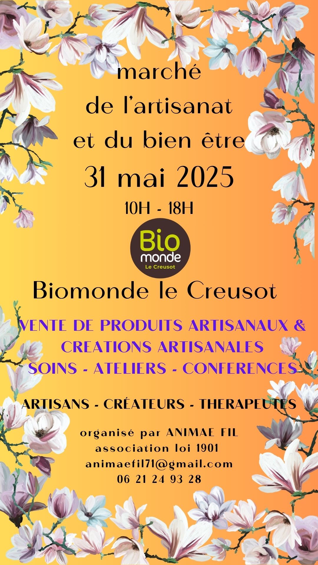 Marché de l'artisanat et du bien être le Creusot mai 2025