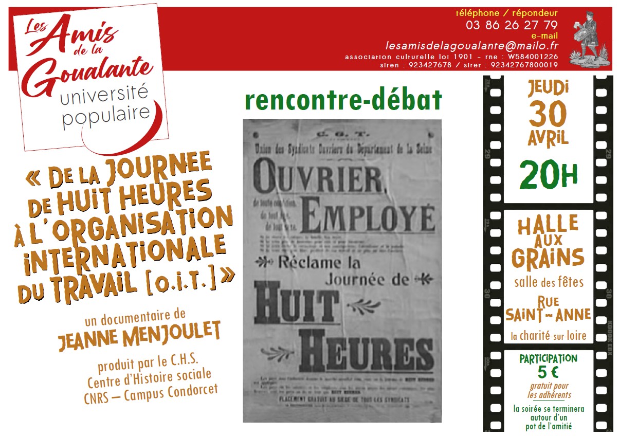 Rencontre-débat "De la journée de 8 heures à l'Organisation Internationale du Travail"