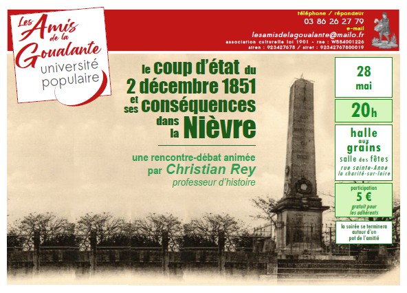 Rencontre-débat "Le coup d'état du 2 décembre 1851 et ses conséquences dans la Nièvre"