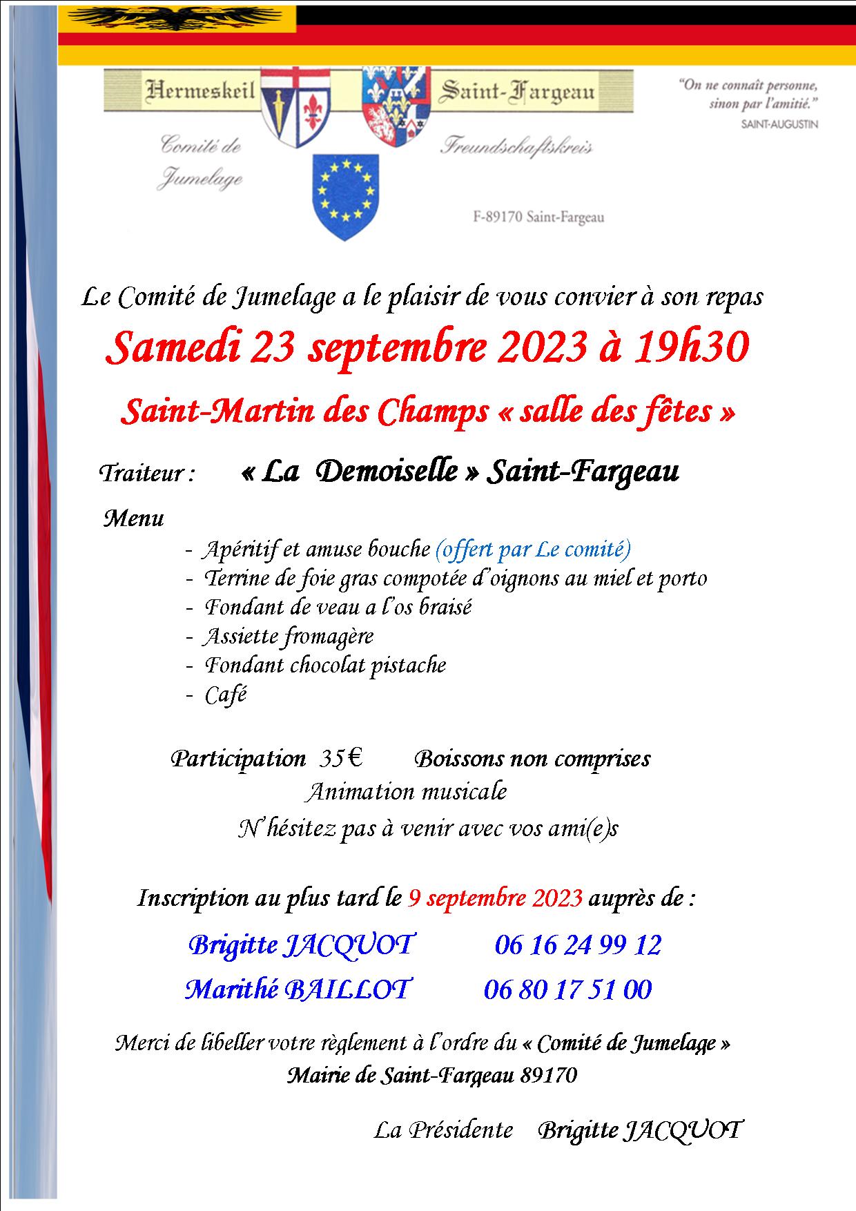 affiche repas jumelage 2023