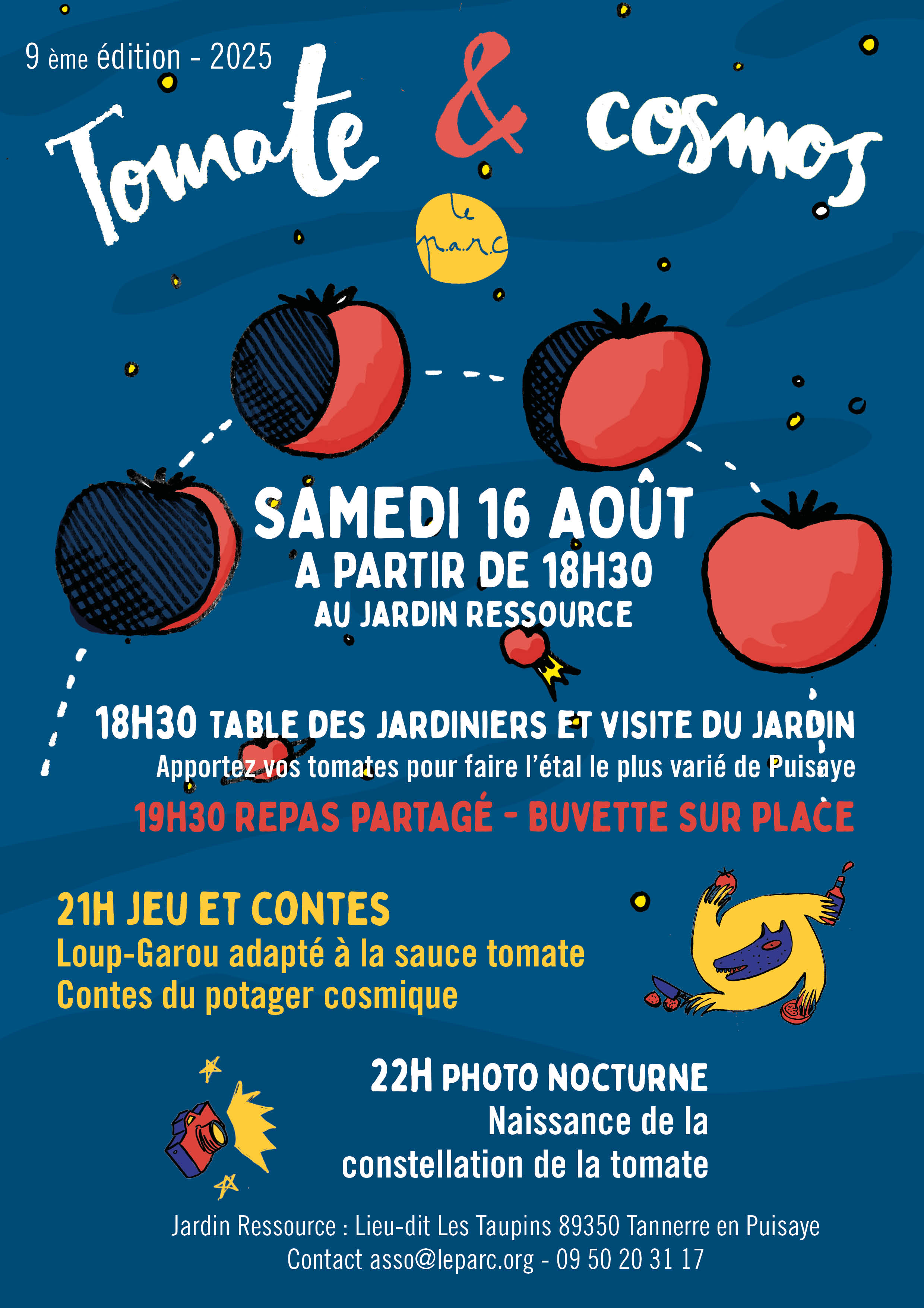 affiche tomate et cosmos