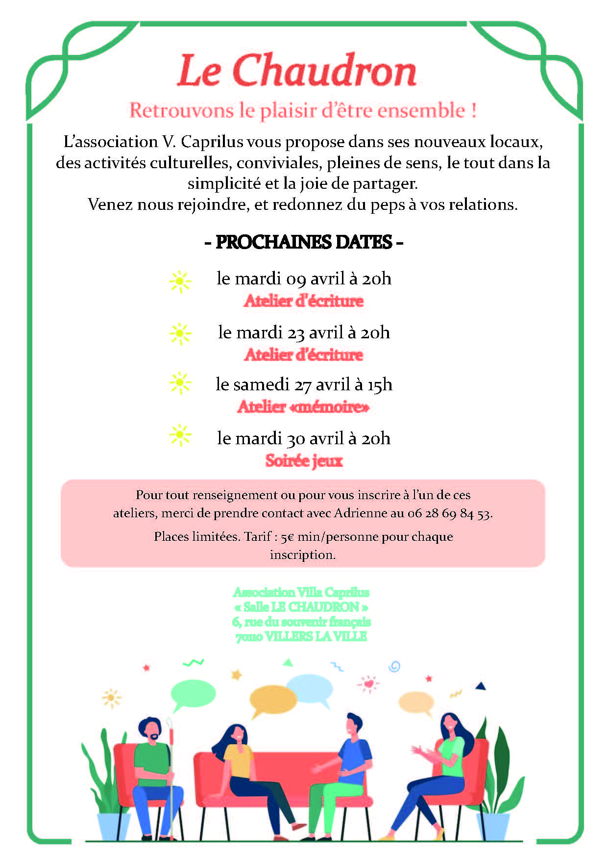 Association Villa Caprilus - programmation Avril 2024