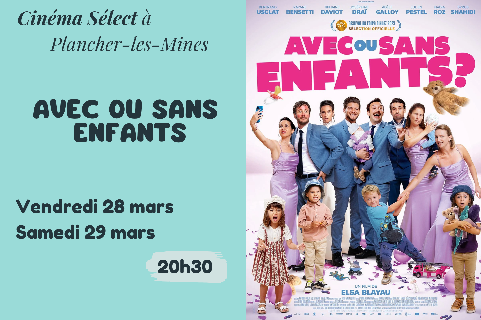 Film "Avec ou sans enfants"  au CINMA SELECT  PLANCHER-les-MINES