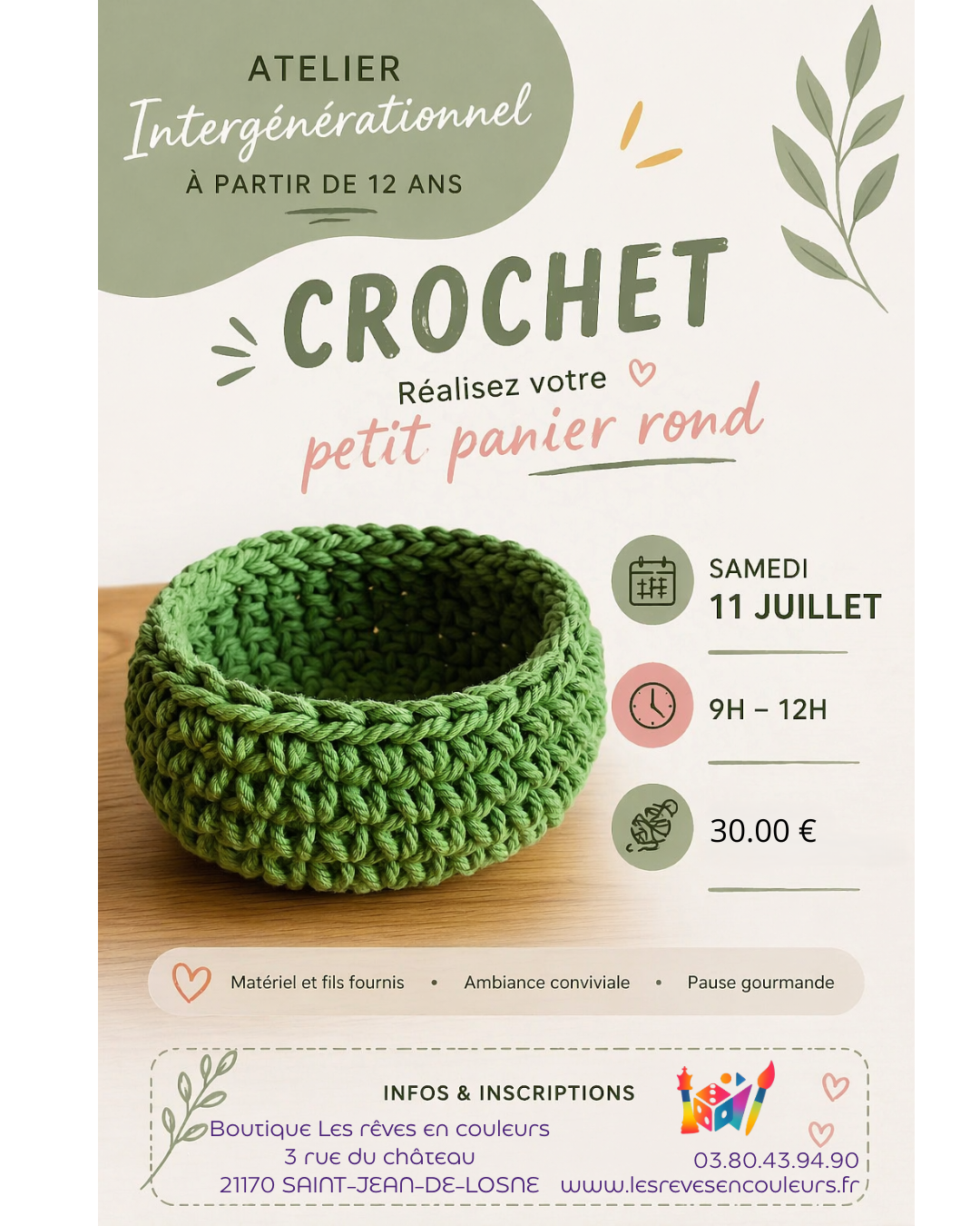 Atelier Crochet - Petit Panier Rond