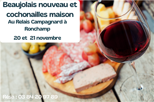 Beaujolais Nouveau et cochonailles maison au Relais Campagnard à Ronchamp
