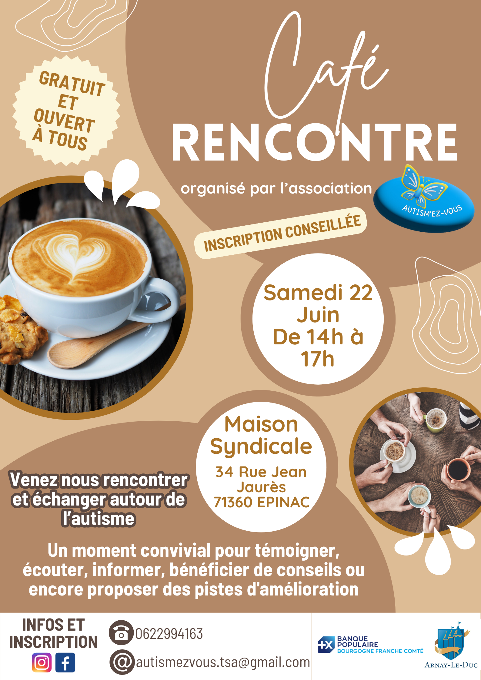 Cream And Brown Coffee Promo Poster - café-rencontre Epinac