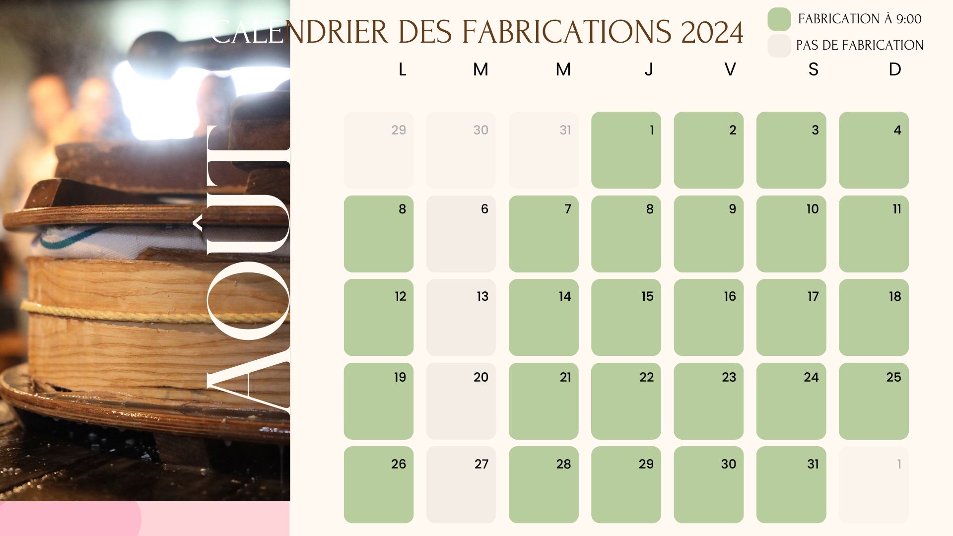 calendrier des fabrications fruitière 1900 aout