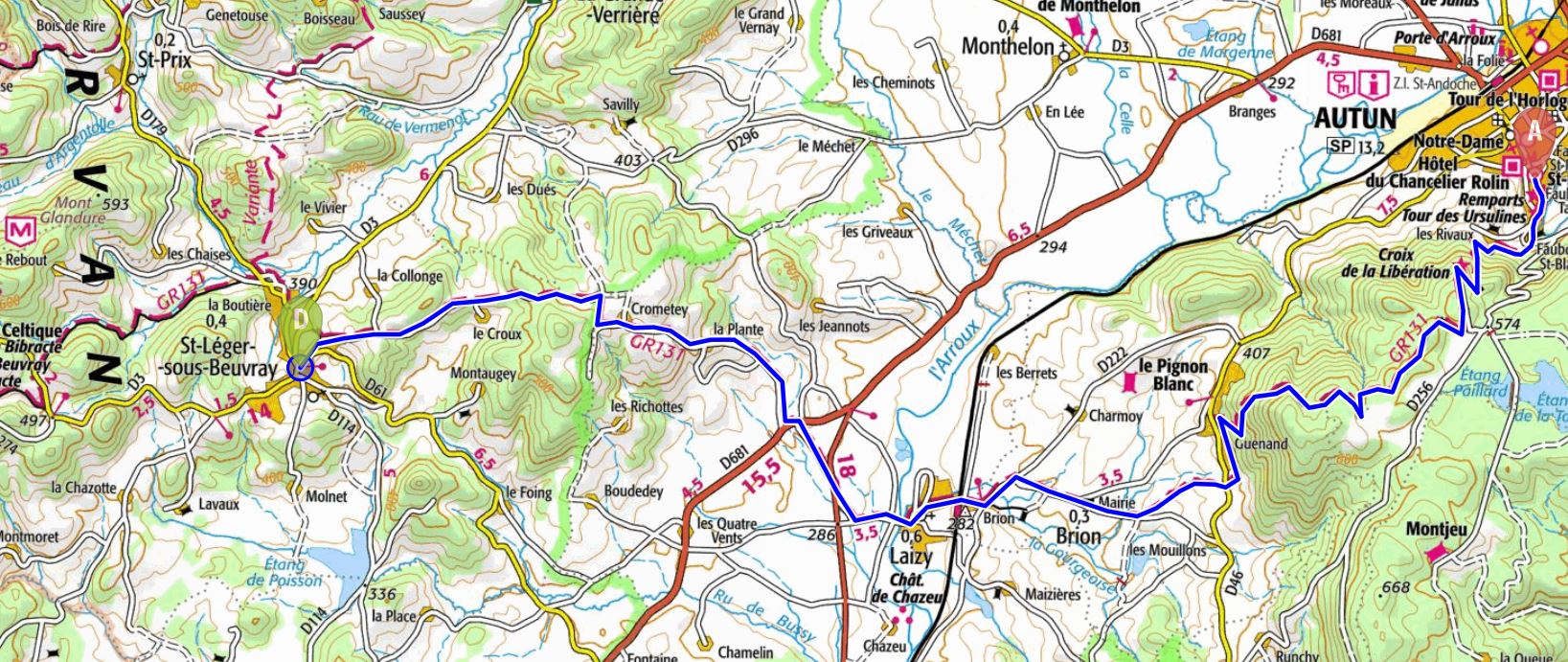 carte autun st léger sous beuvray