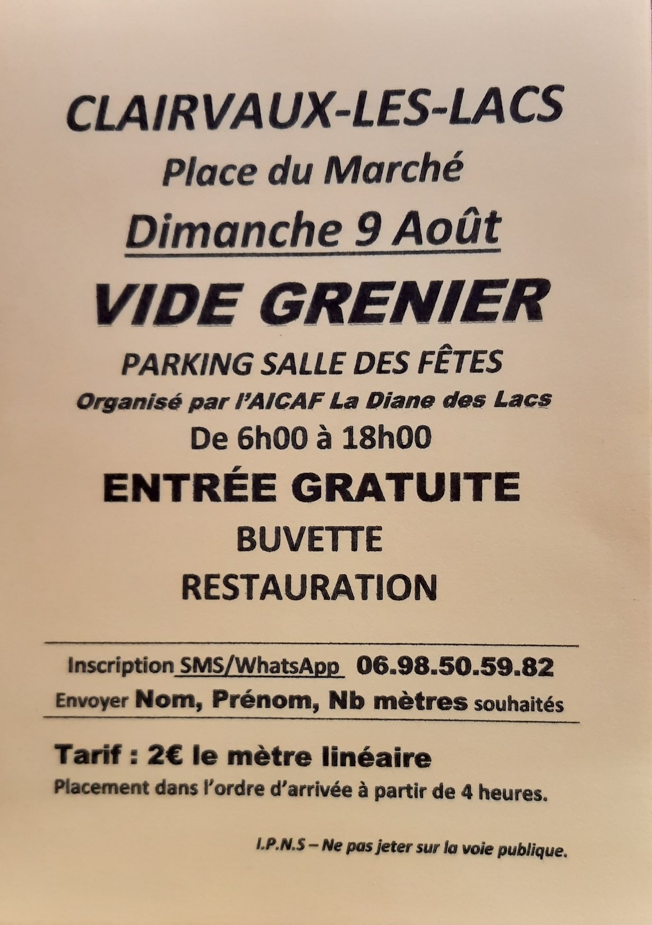 Vide grenier - Diane des lacs