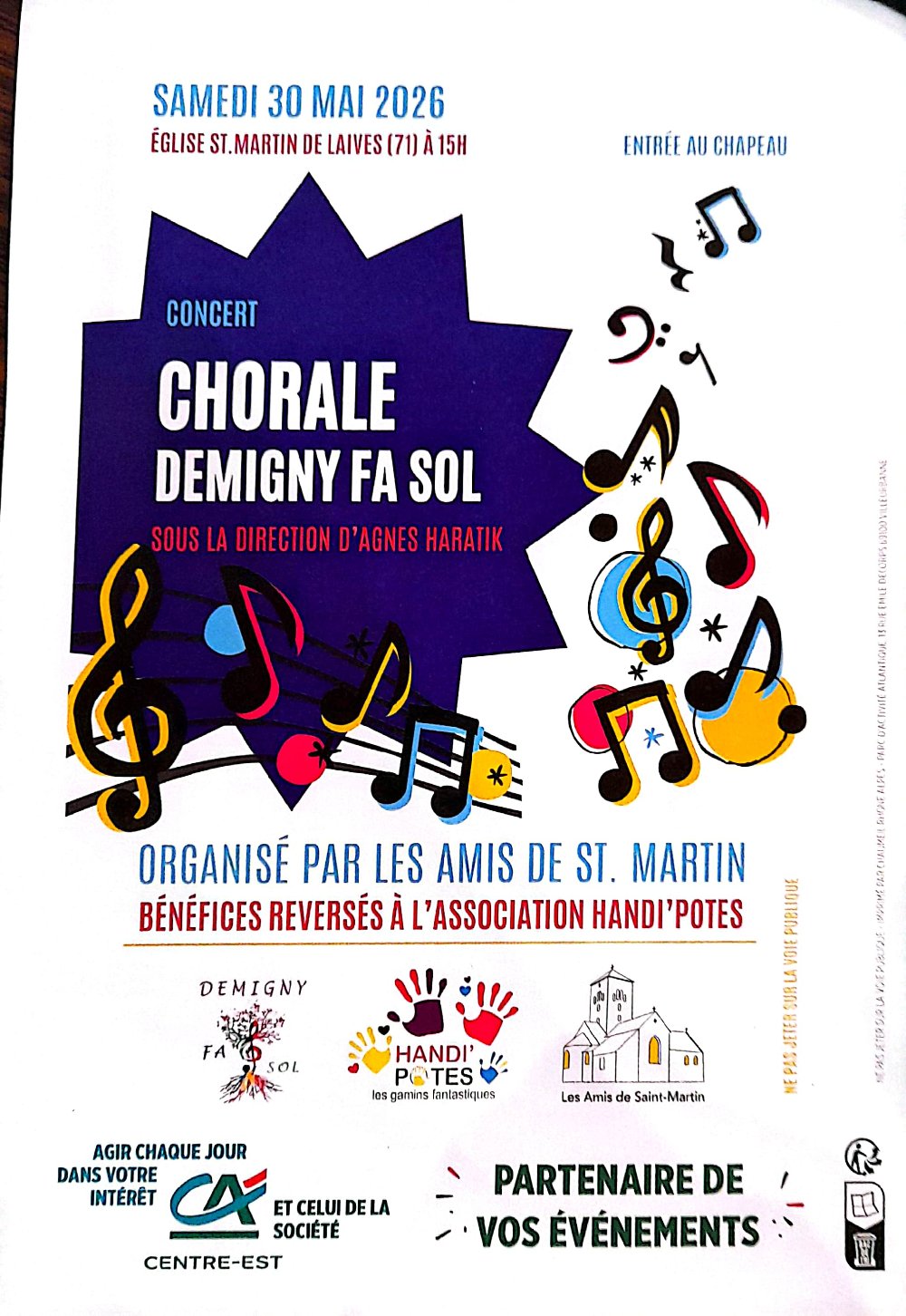 Concert Chorale Demigny Fa sol pour l'association Handi'Potes