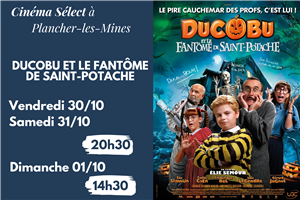 Film "DUCOBU ET LE FANTÔME DE SAINT-POTACHE" au CINEMA SELECT à PLANCHER-les-MINES