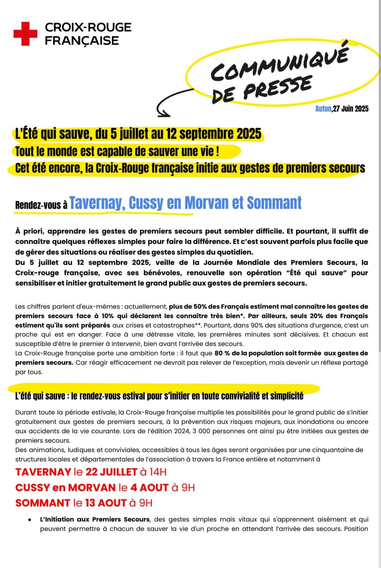communiqué de presse