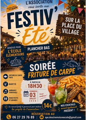 Festiv'été à Plancher-Bas - Soirée friture de carpe et cocktails.