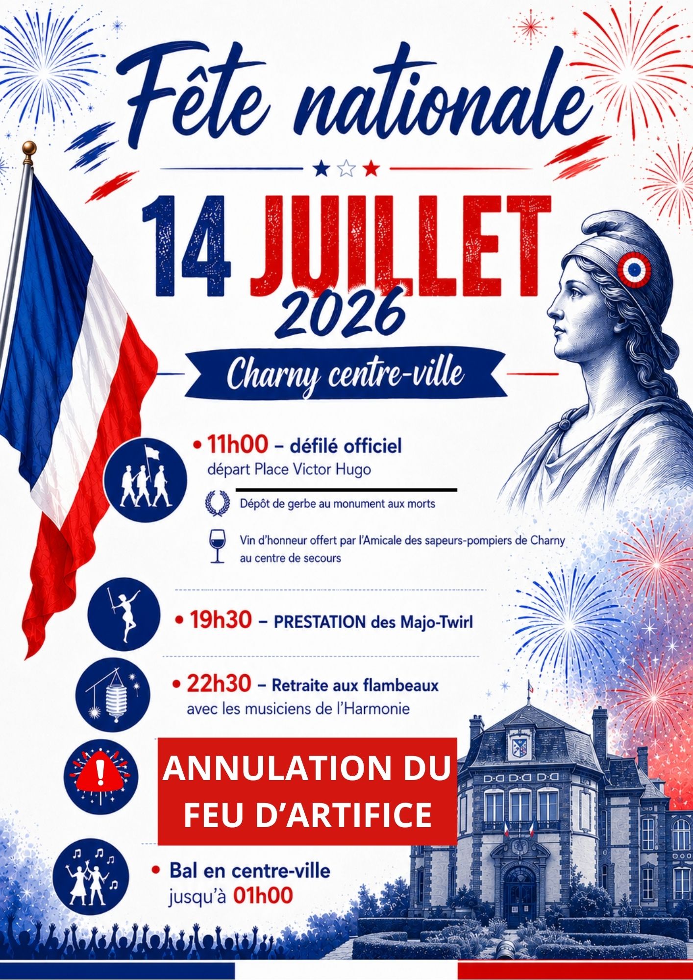Fête nationale, feu d'artifice Annulé