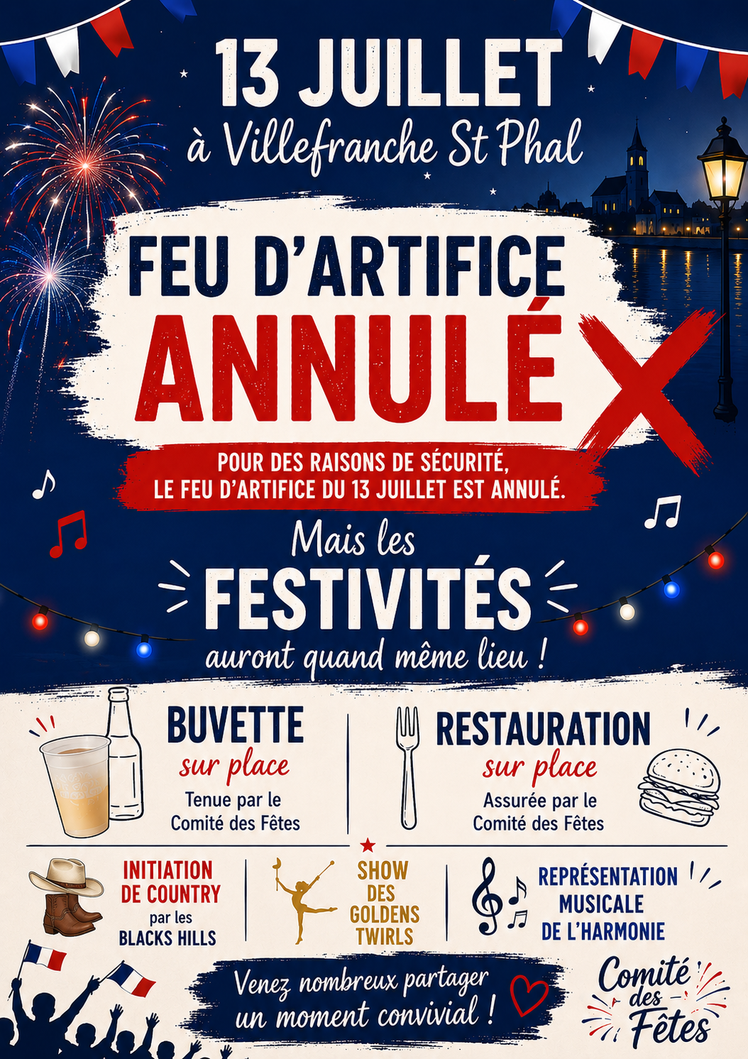Fête nationale, feu d'artifice Annulé.