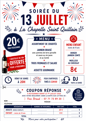 Maintenu (sauf feux d'artifice) - Repas  La Chapelle st Quillain 