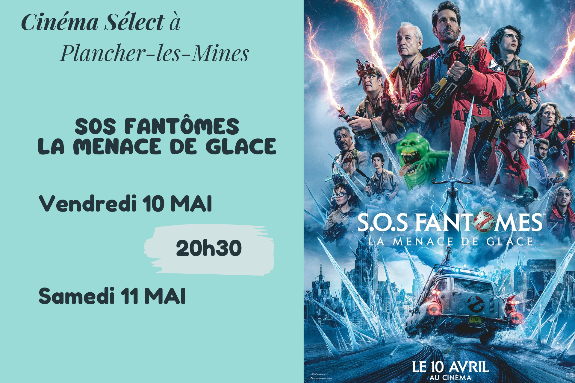 Film "SOS FANTME LA MENACE DE LA GLACE" au CINEMA SELECT  PLANCHER-les-MINES