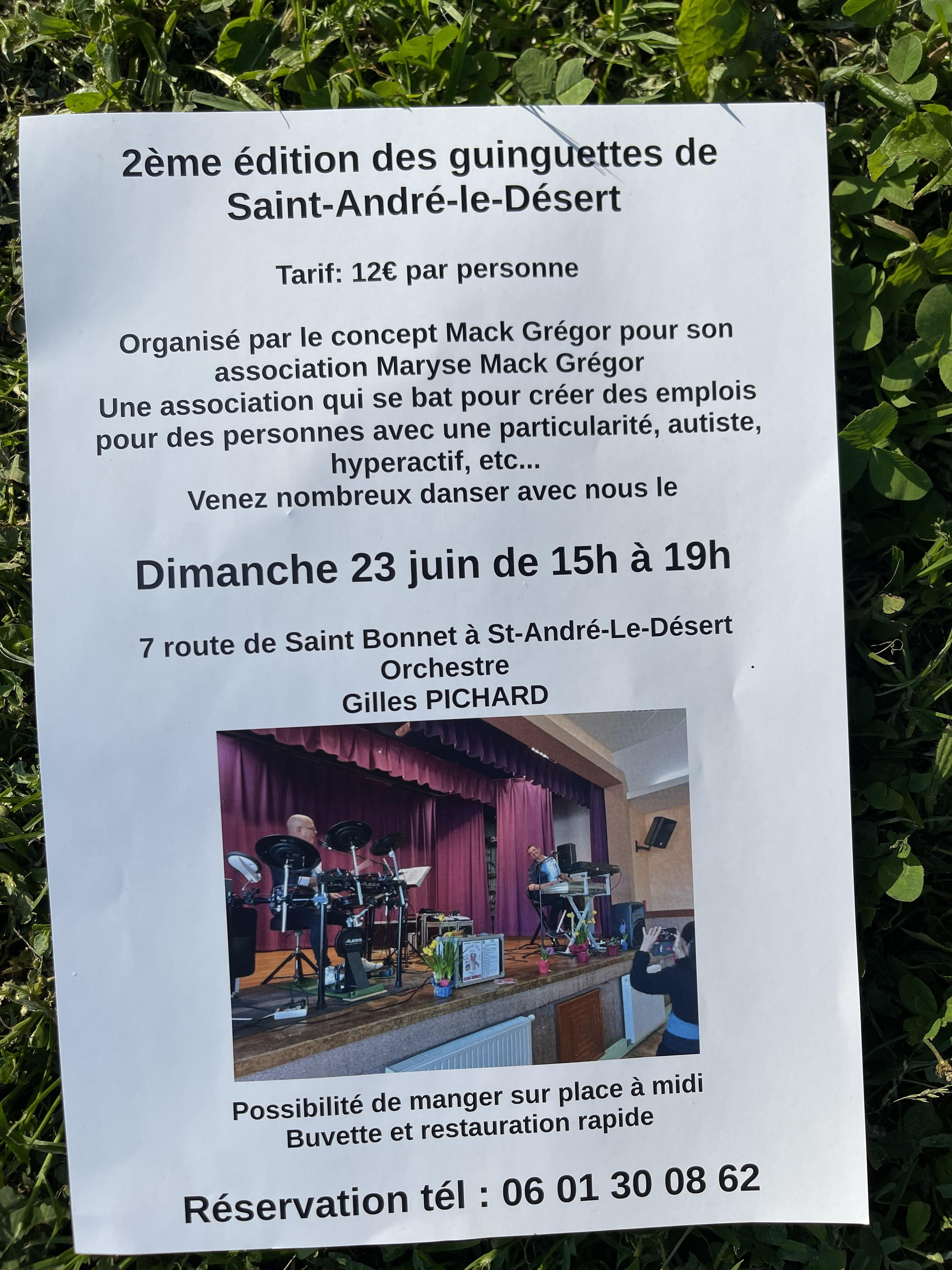2ème édition guiguette à st andré le désert le dimanche 23 juin 2024 de 15h à  19 h 