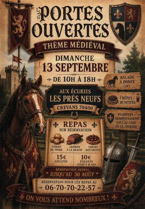 Portes ouvertes th&egrave;me m&eacute;di&eacute;val aux &eacute;curies Les pr&eacute;s neufs 