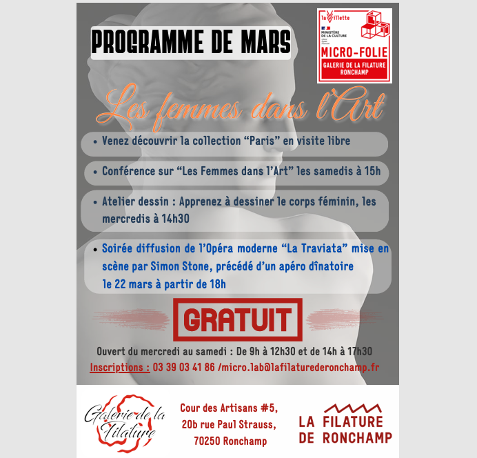 En mars  La Micro-Folie : " Les Femmes dans l'Art".