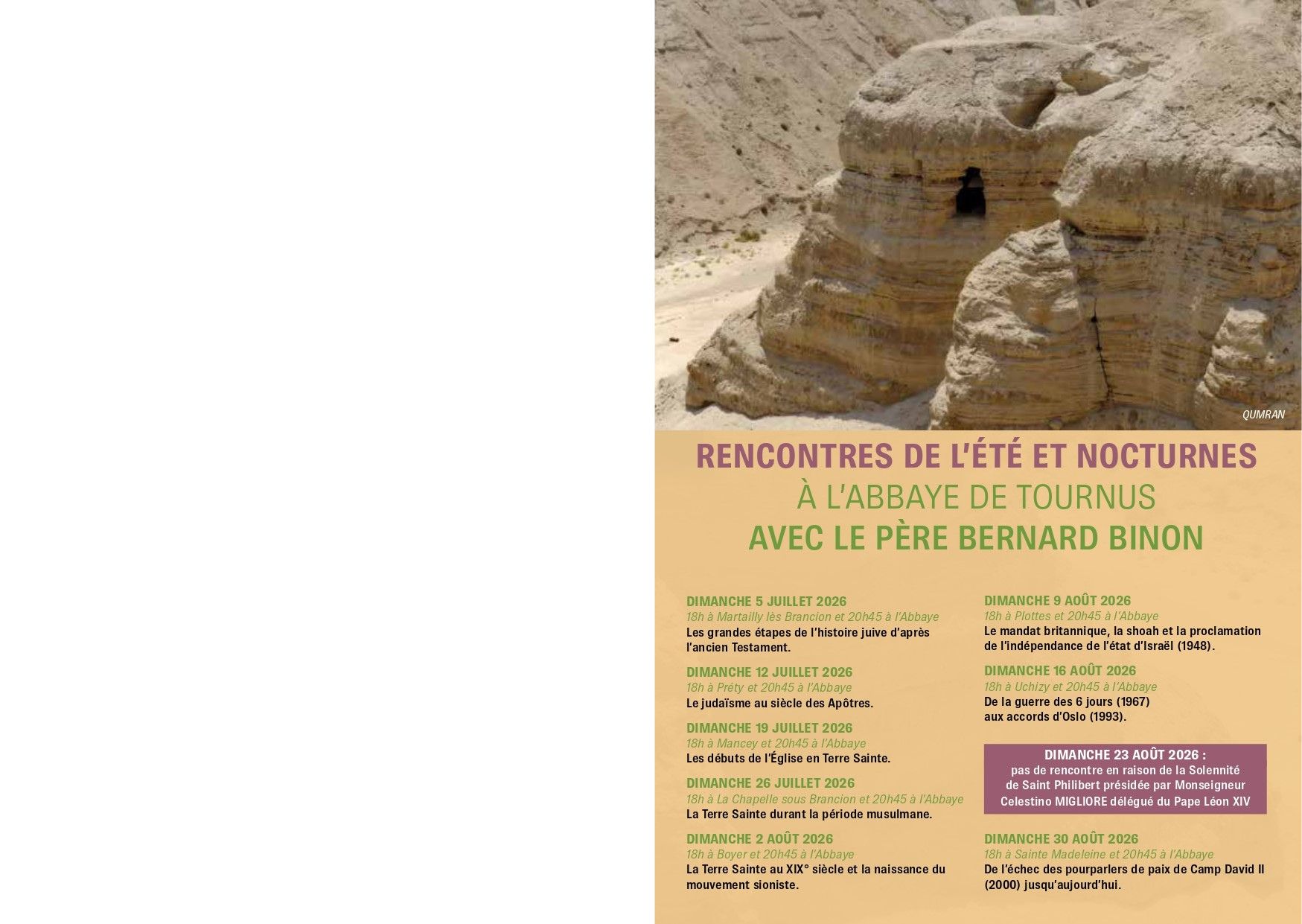 Rencontres de l'été avec le Père Binon : Les grandes étapes de l'histoire juive d'après l'ancien testament