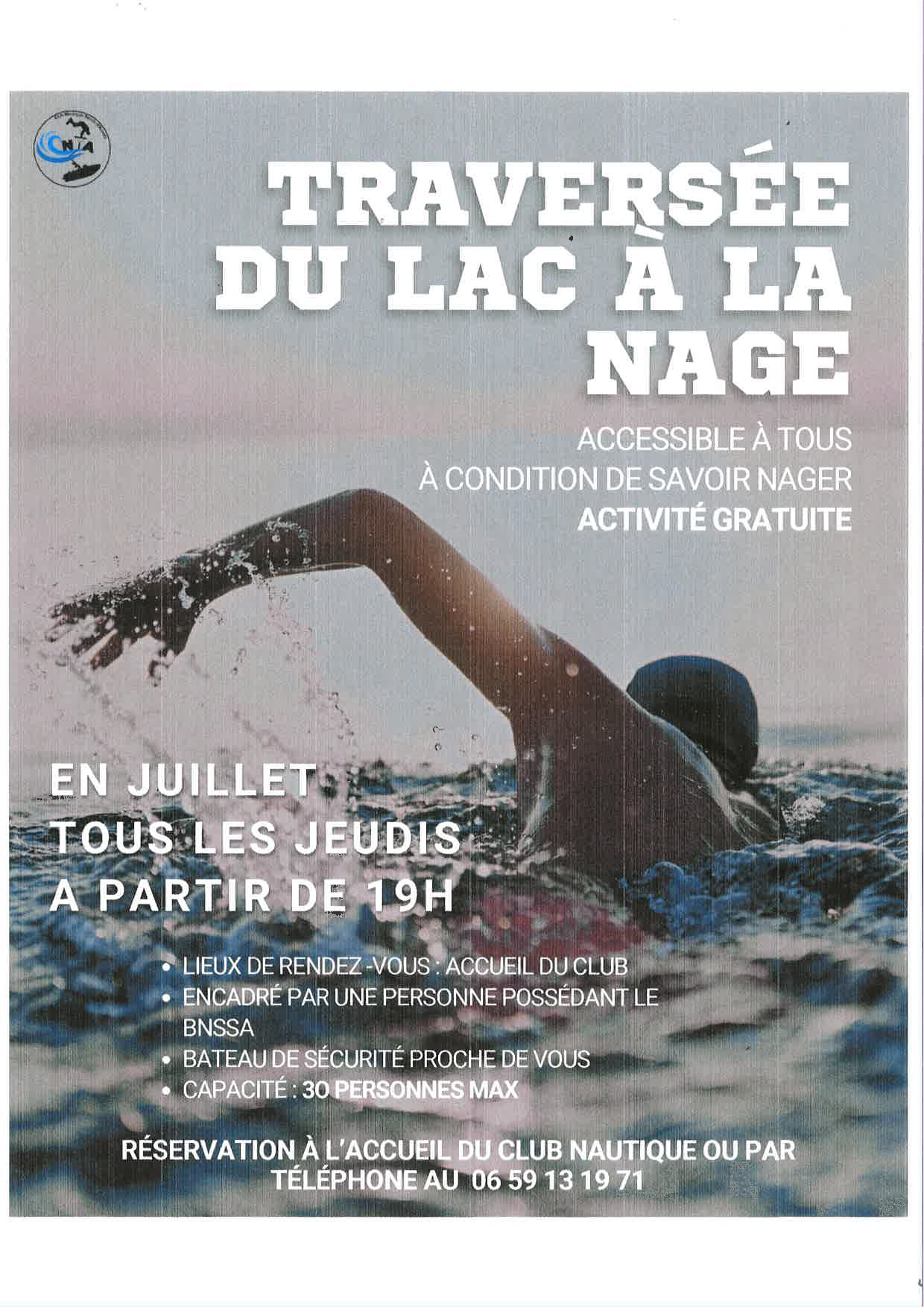 Traversée du lac à la nage