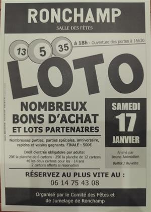 LOTO du Comité des Fêtes et de Jumelage de Ronchamp