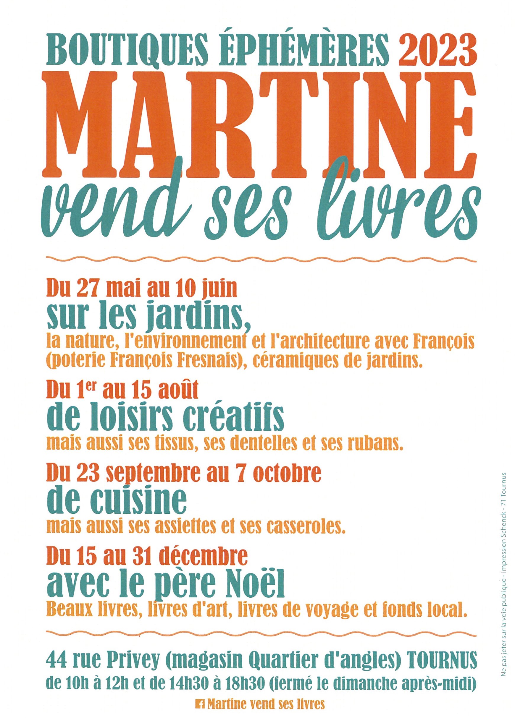 martine vend ses livres 2023