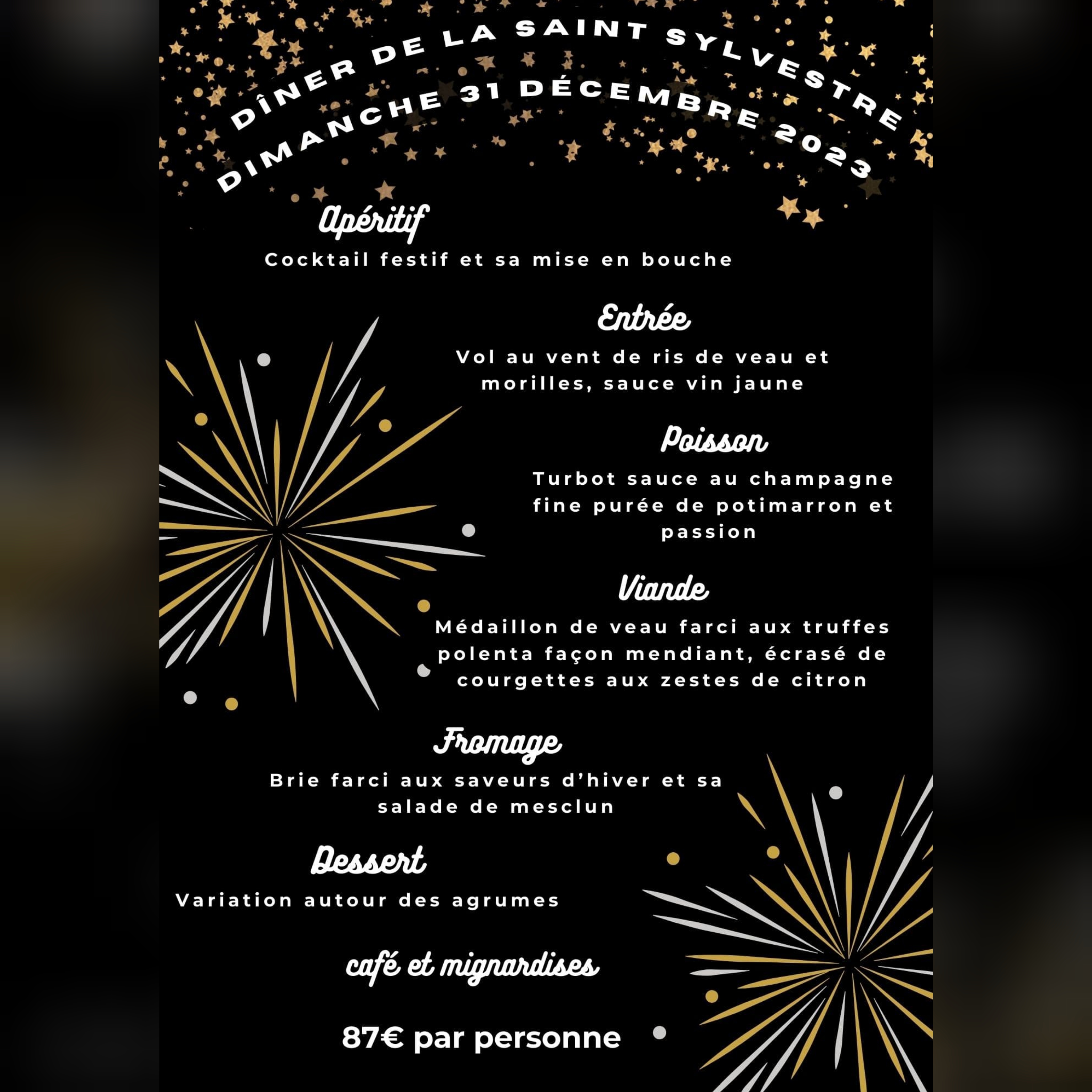 menu reveillon Beau-Site