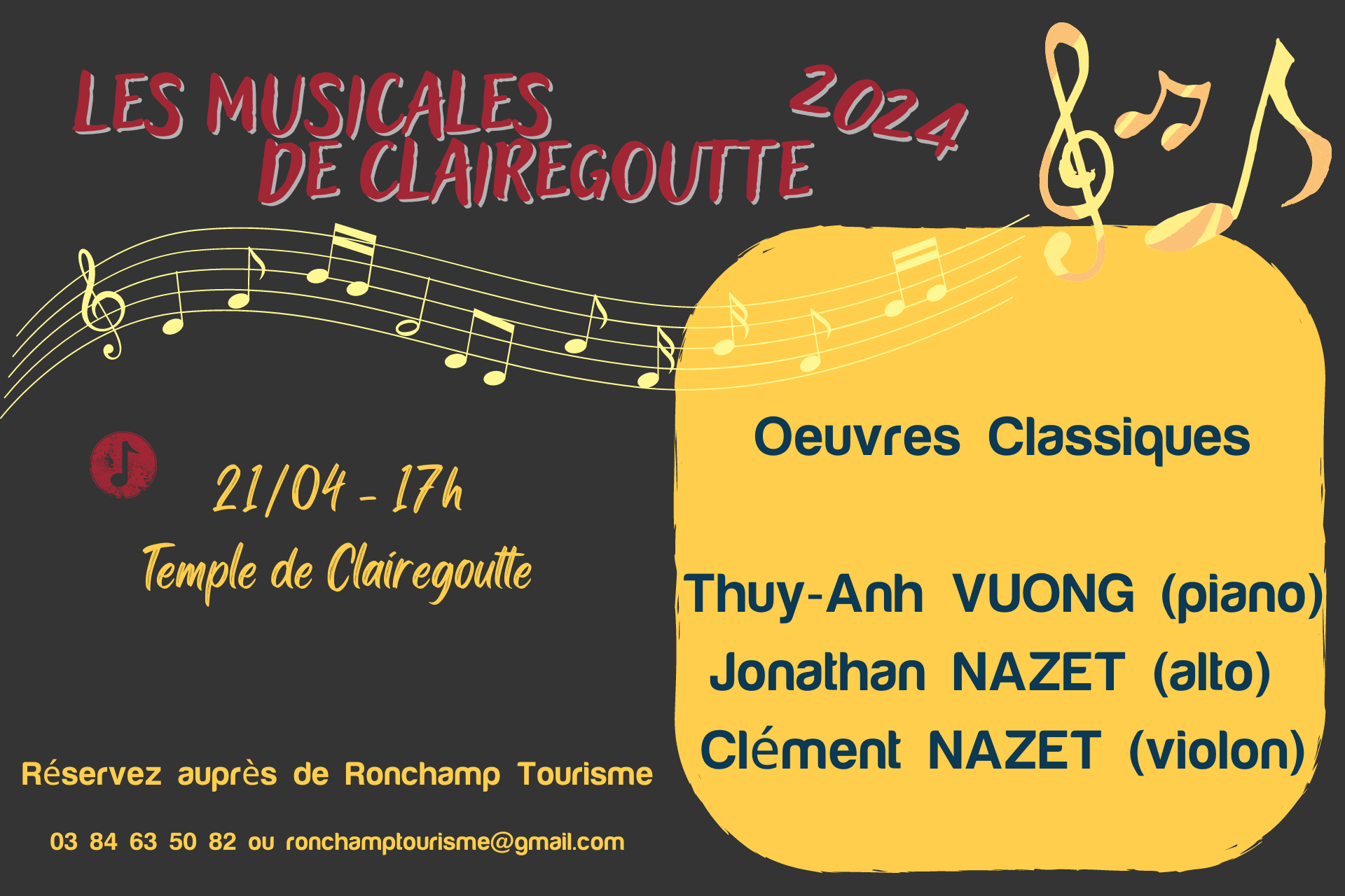 MUSICALES DE CLAIREGOUTTE 2024 - Concert du 21 avril 