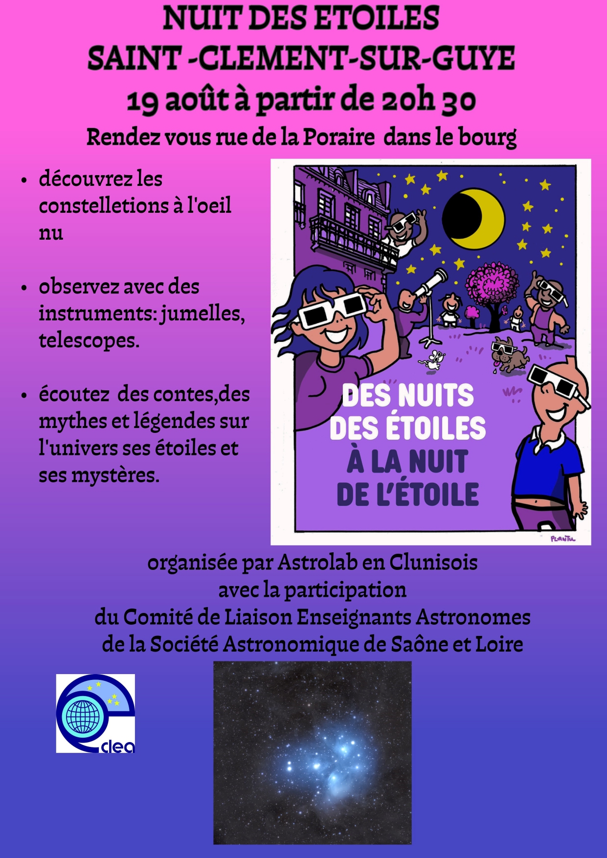 Nuits des étoiles à Saint-Clément-sur-Guye