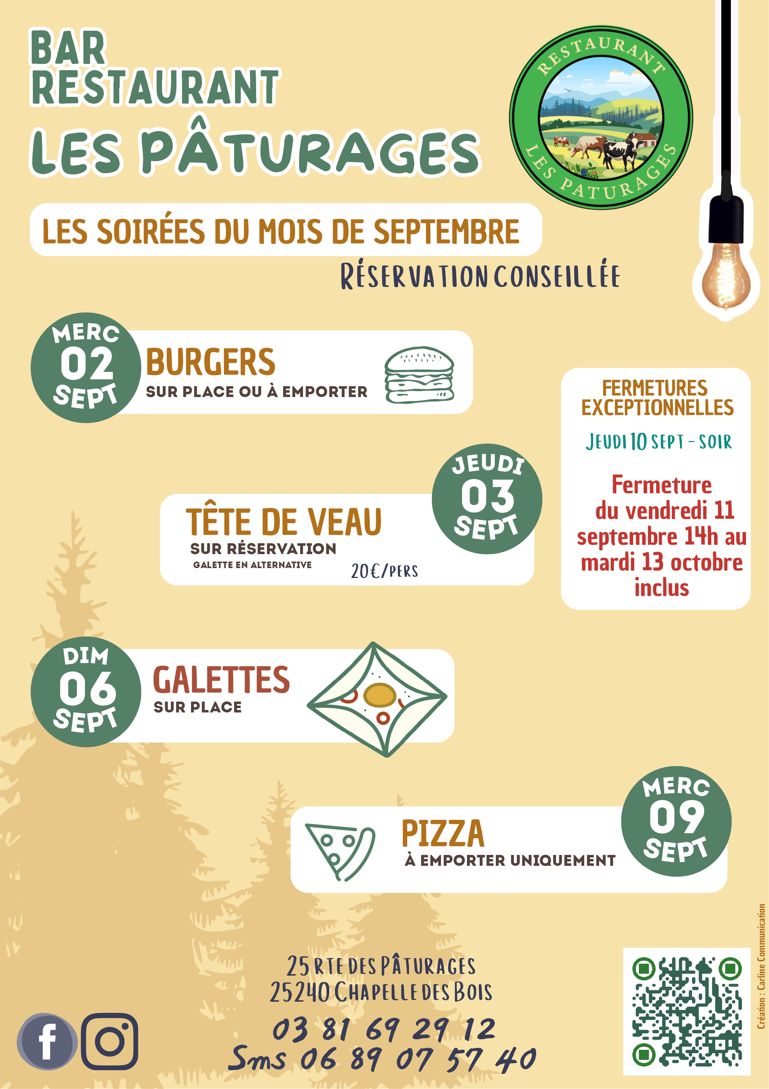 Soirées Spéciales septembre - Restaurant Les Pâturages
