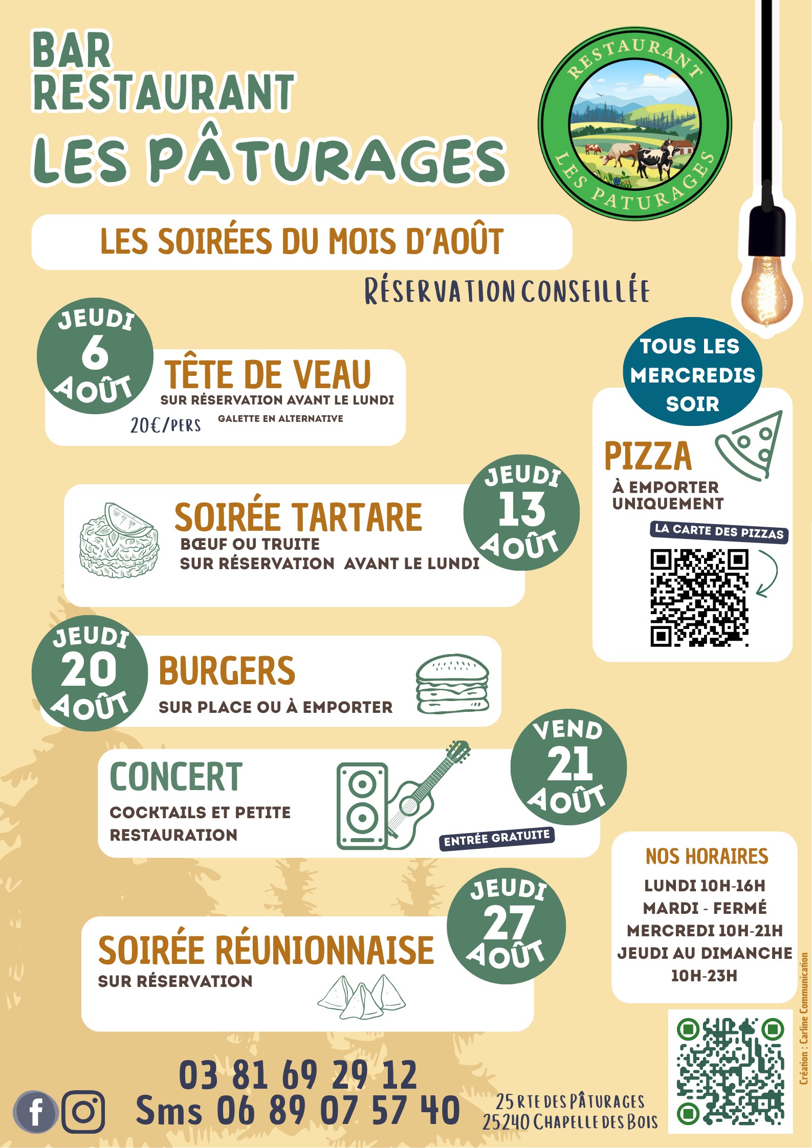 Soirées Spéciales août : Restaurant Les Pâturages