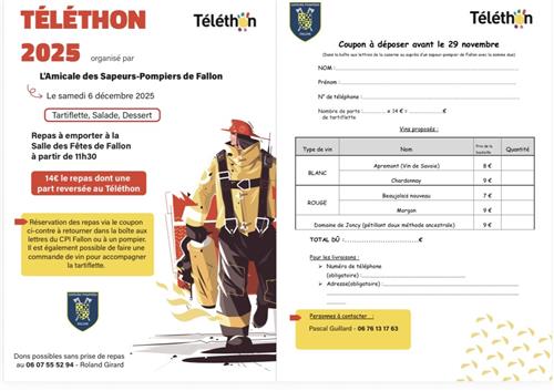 Repas du Téléthon, à emporter