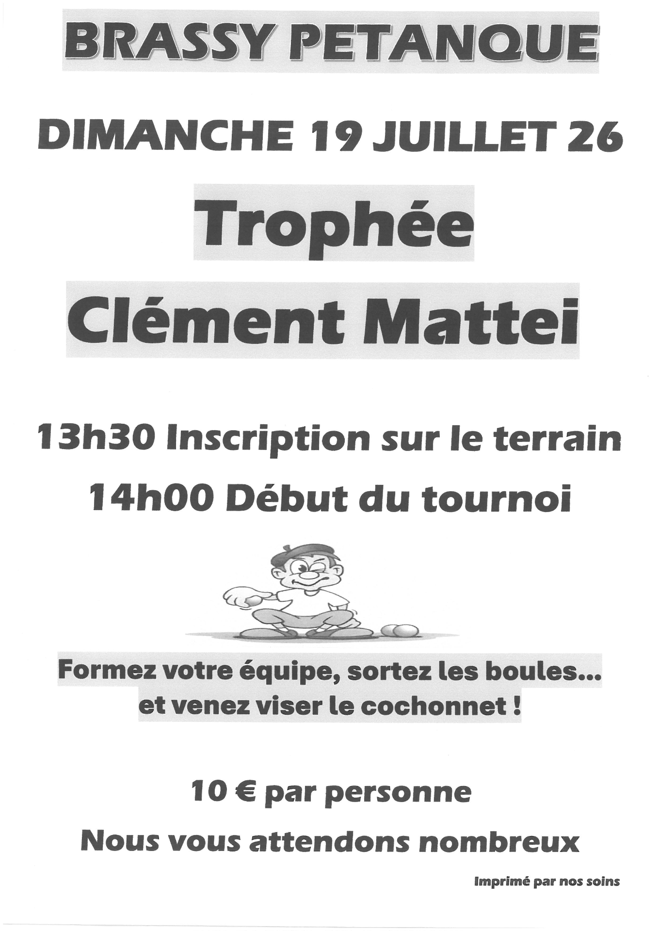 Concours pétanque : Trophée Clément
