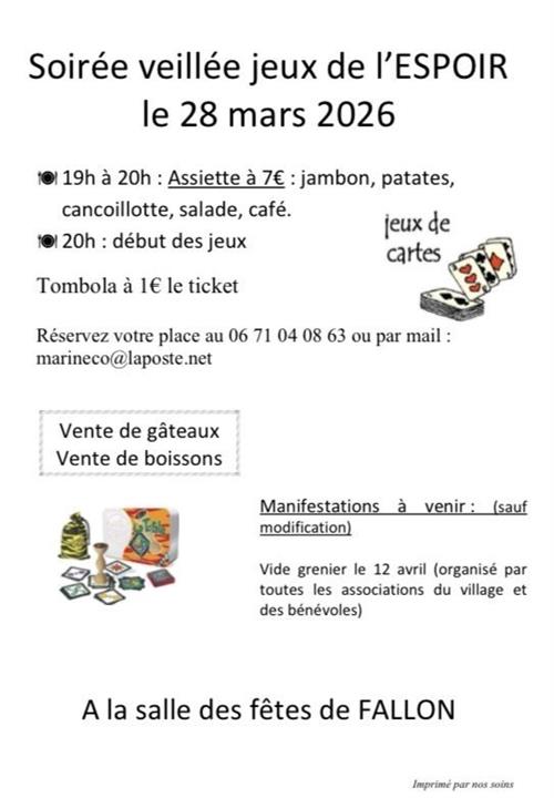 Soir&eacute;e veill&eacute;e jeux