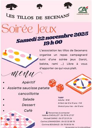 Repas campagnard et soirée jeux