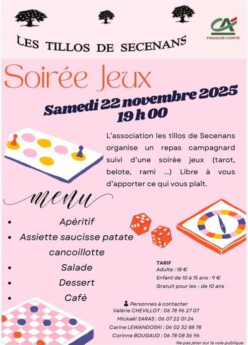Repas campagnard et soirée jeux