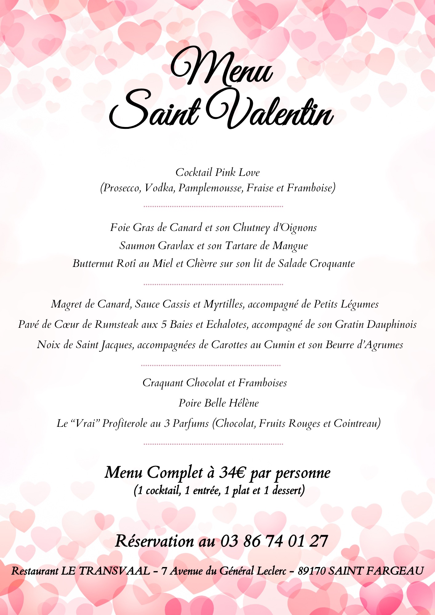 Menu Saint-Valentin