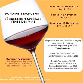 Domaine Besancenot - Vente des Vins 2023 : Dégustation Spéciale Vente de vins de  Beaune