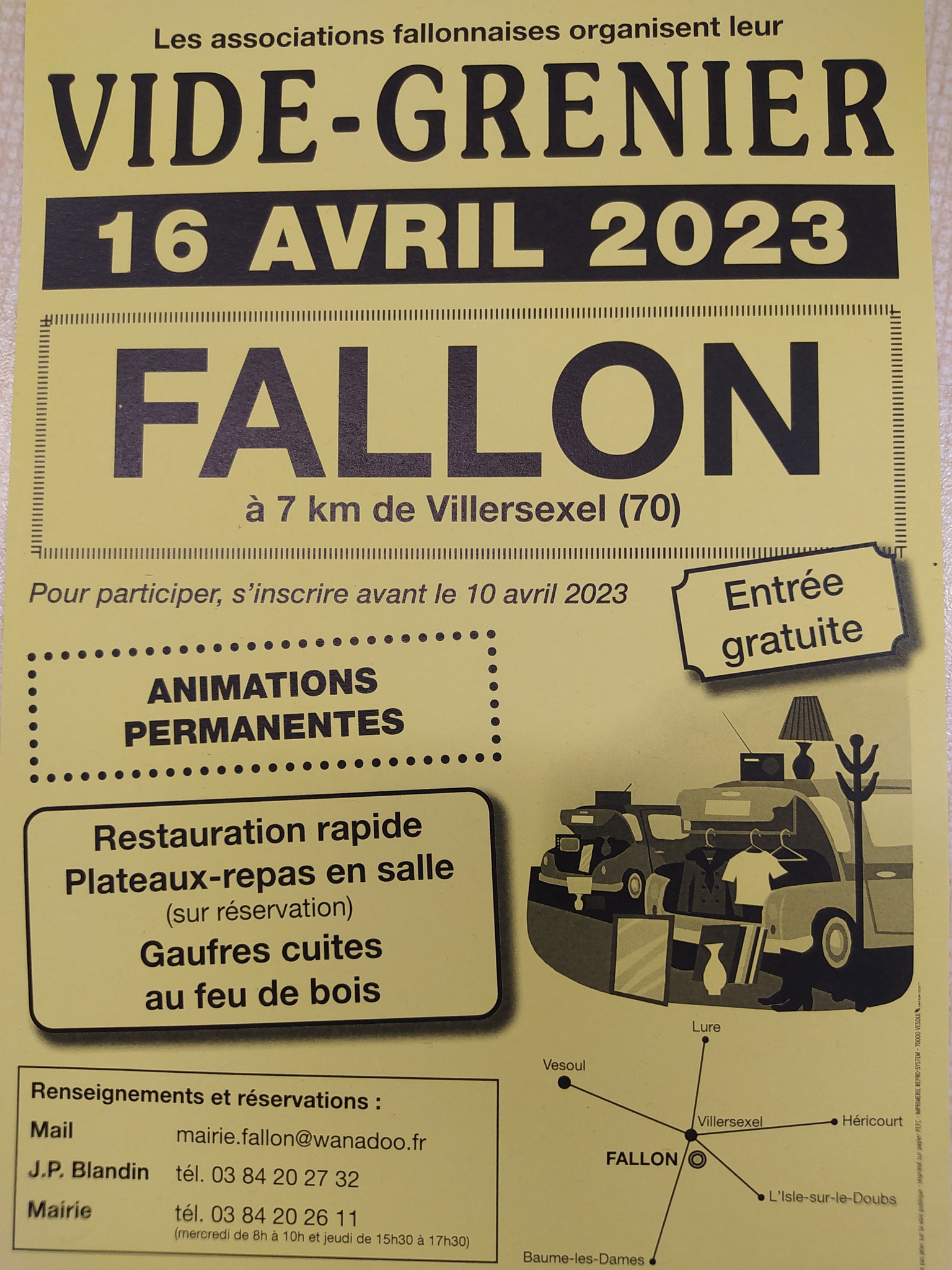 vide grenier FALLON 16 avril