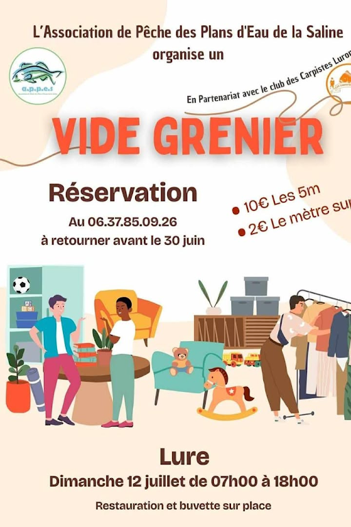 vide-greniers organisé par l'Association de Pêche des Plans d'Eau de la Saline