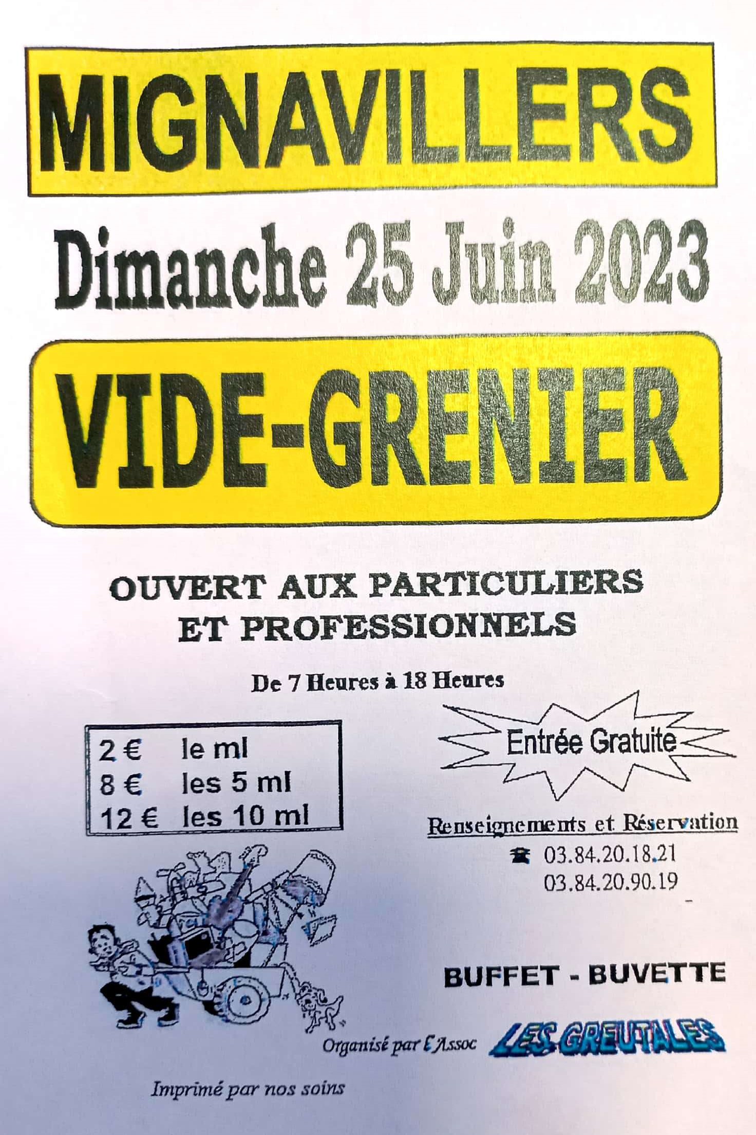 vide greniers MIGNAVILLERS 25 juin