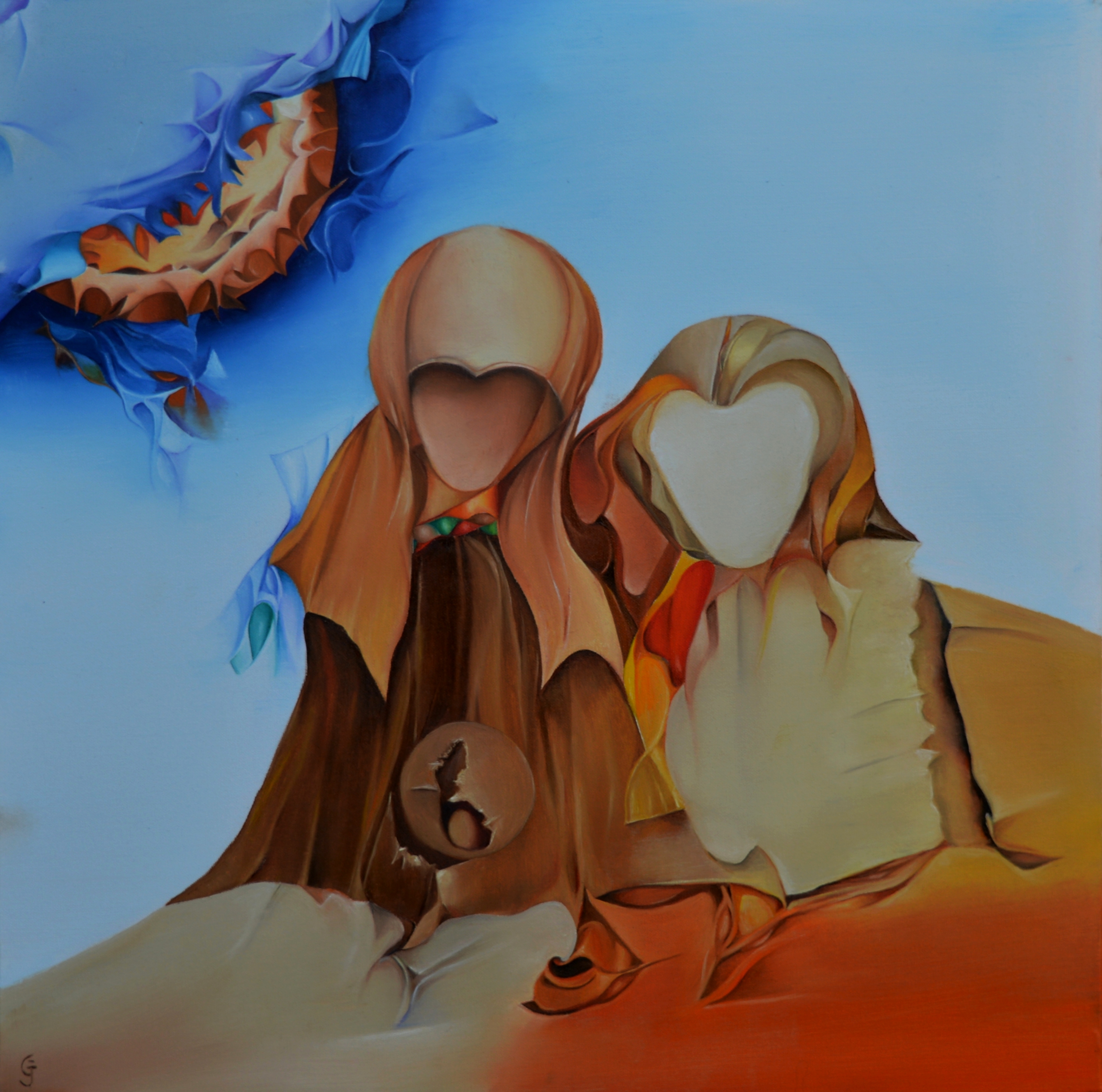 vo(ya)geurs du temps, huile sur toile, 60 x 60 cm